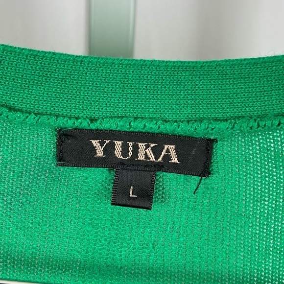 Yuka Large Kelly Green Knit Asymmetrical Button Dress Longline Sweater - Picture 4 of 6